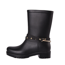 New Outdoor Buckle Strap Wear Resistant Rain Boots Fashion Waterproof Shoes Women Wading PVC Non-slip Comfort Casual Martin Boot 2024 - buy cheap