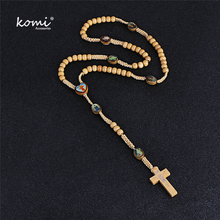 Komi Wooden Beads Necklace Vintage Rosary Necklaces Catholicism Prayer Religious Jewelry 2018 New Accessories 2024 - buy cheap