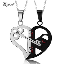 RINHOO Couple Puzzle Heart Stainless Steel Necklaces Pendants Fashion Key Necklace Lovers Valentine's Day Gift Jewelry 2PCS 2024 - buy cheap