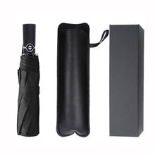 Premium leather case Automatic Sun Umbrella Sunscreen Anti UV Parasol Windproof 104cm Business Men 10K 3 Folding Umbrellas 2024 - buy cheap