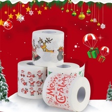Санта-Клаус напечатанный Счастливого Рождества туалетная бумага 1 рулон ткани декор для комнаты украшение для рождественской вечеринки DIY ремесло бумага N 2024 - купить недорого