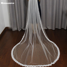 2,5 метров, однослойная кружевная свадебная вуаль для ресниц с гребнем, элегантная Длинная свадебная вуаль Velos De Novia 2024 - купить недорого