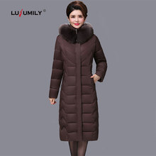 Lusumily-Chaqueta de alta calidad para mujer, abrigo grueso y cálido de algodón con cuello de piel, Parka de plumón de talla grande 6xl, Invierno 2024 - compra barato