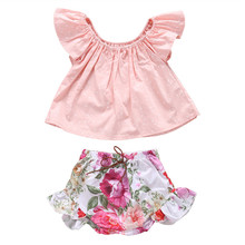 2019 Hot sell Newborn Baby Girls Clothes Sleeveless tops+Flower Short Pants Outfits Baby Clothing Set Baby Girl Sweet Sets 2024 - buy cheap