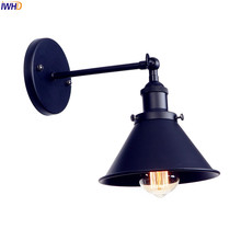 Светодиодный настенный светильник IWHD в стиле лофт для домашнего освещения, черная железная винтажная лампа Эдисона для лестницы, бара, спальни, бра с аппликацией на стену 2024 - купить недорого