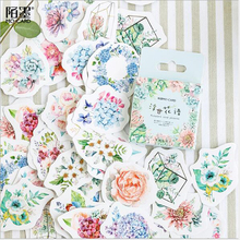 Caja de pegatinas de papel para diario, suministros escolares para profesores, bonito diario japonés coreano, flor, álbum de recortes, papelería, 46 unids/caja 2024 - compra barato