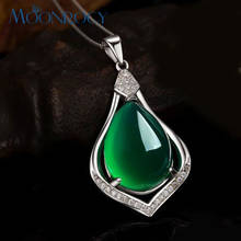 MOONROCY Silver Color Free Shipping Fashion Green Opal Crystal Necklace Waterdrop Jewelry For Women Mothers' Gift Choker 2024 - buy cheap
