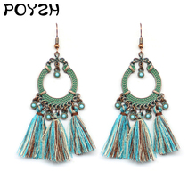 ¡Bohemio de moda pendientes en forma de gota para mujer de color de hilo de algodón con borlas Aretes joyas regalo Brincos Aretes Oorbellen! 2024 - compra barato