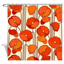 Beautiful Red Poppies Retro Floral  Decorative Fabric Shower Curtain For Bathroom Waterproof Polyester Shower Curtain 2024 - buy cheap