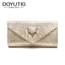 Classical Women Gold Genuine Leather Clutch Bags With Fox  Shape Lady Luxury Cow Leather Crossbody Bags Female Wallet A049 2024 - buy cheap