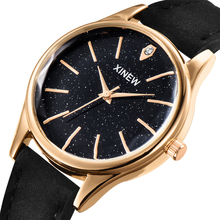 Xinew relógio de quartzo com pulseira de couro feminino, relógio de pulso feminino da moda simples para presente, relógio barato para mulheres 2024 - compre barato