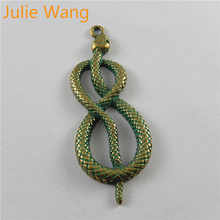 Julie Wang 10PCS Zinc Alloy Vintage Antique Bronze Creative Snake Charms Jewelry Making Pendants Necklace Finding Accessories 2024 - buy cheap
