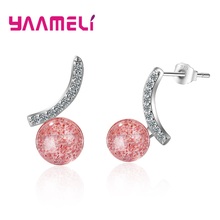 Strawberry Crystal Curve CZ Stone Ear Jewelry Trendy 925 Sterling Silver Earrings For Women Boucle D'Oreille Free Shipping Brinc 2024 - buy cheap