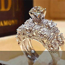 Bamos роскошное женское белое свадебное кольцо для невесты, модный набор из серебра 925 пробы, ювелирные изделия, обещающие CZ обручальные кольца с камнями для женщин 2024 - купить недорого