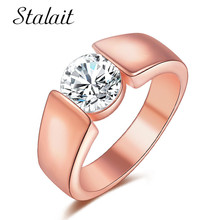 Женское кольцо из розового золота, свадебное обручальное кольцо для невесты с фианитом, ювелирные изделия обещания размеров 4-13 2024 - купить недорого