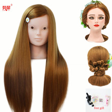 Female mannequin head with blonde hair for braid hairdressing without makeup face dolls head dummy long hair training head 2024 - buy cheap