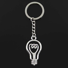 Fashion Lightbulb Bulb 46x24mm Pendant 30mm Key Ring Chain Bronze Silver Color Men Car Gift Souvenirs Keychain Dropshipping 2024 - buy cheap