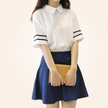 Uniforme escolar azul marino británico, traje de marinero de manga corta para niñas, ropa japonesa para estudiantes 2024 - compra barato
