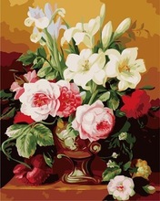 Pintura al óleo sin marco para pared, lienzo de pintura de flores por números aromáticos XZ6895, 40x50cm 2024 - compra barato
