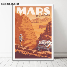 Póster de viaje espacial Universal, pósteres e impresiones de planeta Marte, pintura en lienzo, imagen artística de pared para decoración del hogar y sala de estar 2024 - compra barato