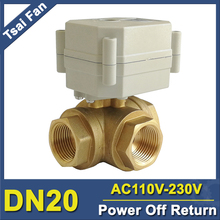TF20-BH3-C Brass DN20 3 Way T/L Type Horizontal Power Off Return 3/4'' Electric Flow Control Valve AC110-230V 2024 - buy cheap