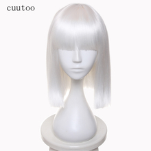 Ccutoo-flequillo plano corto para Cosplay, pelo sintético liso para fiesta, fibra resistente al calor, 40cm 2024 - compra barato