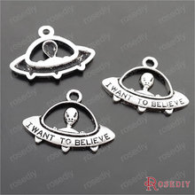 Wholesale 30*23mm Antique Silver color UFO I want to believe Zinc Alloy Charms Pendants Diy Jewelry Findings 20 pieces(JM7617) 2024 - buy cheap