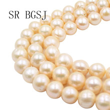 Free Shipping 11-14mm Wholesale Beads Natural Nearly Round Pink Freshwater Pearl Jewelry Making Beads Strand 15" 2024 - buy cheap