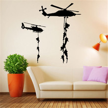 Creative Military Series Wall Stickers New Product Armed Helicopter Creative Removable Home Sticker Living Room Decorative Mural 2024 - compre barato