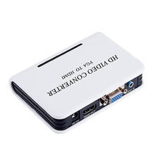 Free shipping&wholesale PC laptop VGA to HDMI converter adapter box with audio input Full HD 1080P 2024 - buy cheap