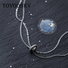 TOYOOSKY Newest 925 Sterling Silver Necklace Choker Fashion Round Wheel Shape Pendant for Sexy Women 2024 - buy cheap