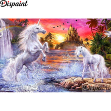 Dispaint-Pintura de diamantes redondos/cuadrados 5D, cuadro artesanal completo, bordado 3D de unicornio de dibujos animados, punto de cruz, decoración para el hogar, regalo A11614 2024 - compra barato