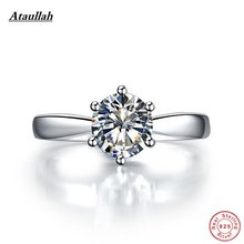 Ataullah-anillos de diamante para mujer, anillo de piedras preciosas de diamante 925, Plata de ley con platino plateado, 3 quilates WNW134 2024 - compra barato