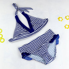 2020 New Summer Girls Split Two-pieces Swimwear Girls Close-fitting Skinny High Elastic Striped Swimsuit, Children Stripe Bikini 2024 - buy cheap