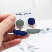 2019 Korea hot fashion jewelry asymmetric personality drop oil earrings gold metal round oval earrings for women gift 2024 - buy cheap