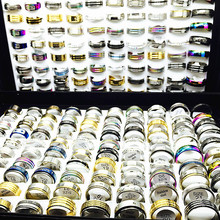 Wholesale Bulk Lots 50pcs Rings Mix Styles Top Men's Women's unisex Fashion colorful Stainless Steel Wedding Jewelry Gifts 2024 - buy cheap