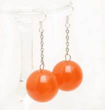 Qingmos Trendy Natural Jades Earring for Women with 18mm Round China Red Jades Stone Dangle Earring Fine Jewelry 2.5'' ear501 2024 - buy cheap