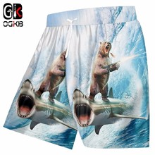 Ogkb 2018 verão hiphop calças inferiores com cordão homem/mulher impressão 3d tubarão urso 3d praia board shorts homem swimshort 5xl 2024 - compre barato