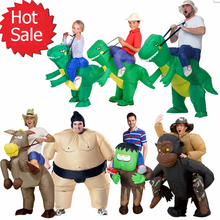 Fantasia de halloween inflável para adultos, crianças, leque t-rex, gorilla, samsung, cavalo, dinossauro, traje inflável 2024 - compre barato