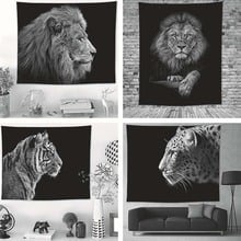 Tapeçaria de parede 3d com animais americanos, decoração de tapeçaria para cama, cavalo de leão, tigre, para pendurar na parede, toalha de praia 2024 - compre barato