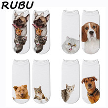 3D Printed Animals Socks Cotton Funny Lovely Unisex Cat Dog Low Ankle Socks Fashion Harajuku Happy Casual Women Soft Short Socks 2024 - buy cheap