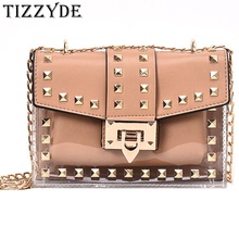 Women Messenger Bags 2019 Summer New Fashion Rivet Shoulder Bag Wild Fashion Sac Transparent Femme Chain Messenger Bag DG427 2024 - buy cheap