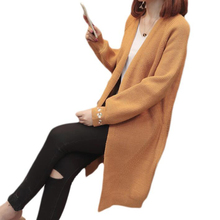 Женский длинный кардиган, повседневный свободный трикотажный свитер с длинным рукавом и вышивкой, осень 2018 2024 - купить недорого