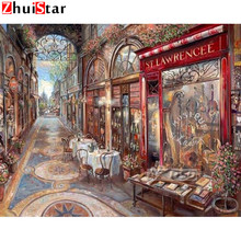 Pintura de diamante artesanal, punto de cruz, cuentas cuadradas completas, tienda de calle de ciudad antigua, conjunto de bordado de diamantes, mosaico XY1 2024 - compra barato