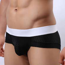 Ropa interior Sexy para hombre, calzoncillos cortos de malla transpirable, bragas suaves de cintura baja, bolsa convexa en U, cueca, S, M, L 2024 - compra barato