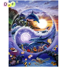 DPF 5D full Round Diamond Painting Mosaic Tai Chi diagram dolphin DIY Magic Cube Cross Stitch art craft Diamond Embroidery Decor 2024 - buy cheap