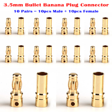 10 Pairs Copper Gold Tone Stock 3.5mm Banana Bullet Plug Connector Male + Female for RC Motor ESC Battery Part 2024 - buy cheap