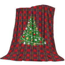 Christmas Plaid And Christmas Tree Throw Blanket Warm Microfiber Blanket 2024 - buy cheap