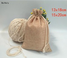 1pcs 13x18 15x20cm New Brand Vintage Natural Burlap Hessian Gift Candy Bags Wedding Party Favor Pouch Jute Gift Packaging Bags 2024 - buy cheap