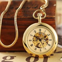 Vintage  Silver Gold Smooth Hand Wind Mechanical Pocket Watch Men Women Stainless Steel Fob Clock Chain Pendant Steampunk 2024 - buy cheap